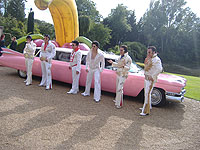 1959 pink & white cadillac limo